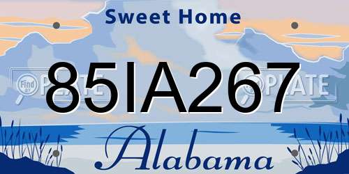 85IA267 Alabama License Plate