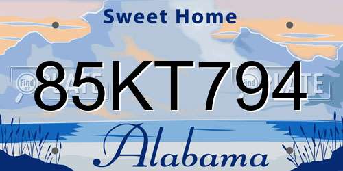 85KT794 Alabama License Plate
