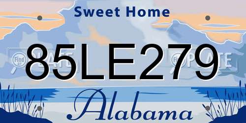 85LE279 Alabama License Plate