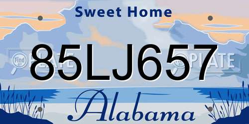85LJ657 Alabama License Plate