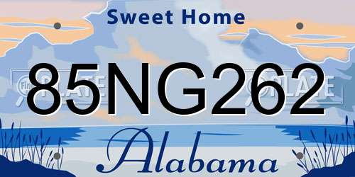 85NG262 Alabama License Plate
