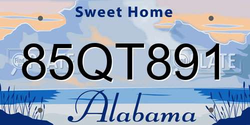 85QT891 Alabama License Plate