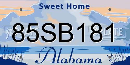 85SB181 Alabama License Plate