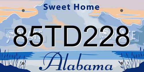 85TD228 Alabama License Plate