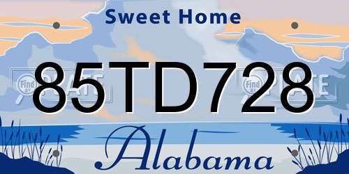 85TD728 Alabama License Plate