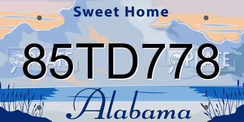 85TD778 Alabama License Plate