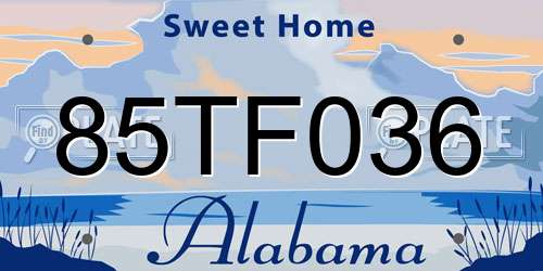 85TF036 Alabama License Plate