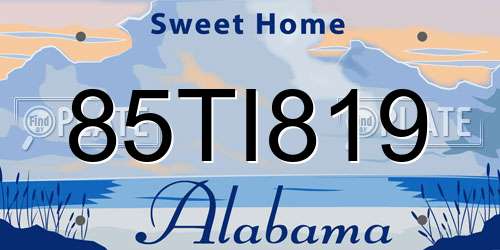 85TI819 Alabama License Plate