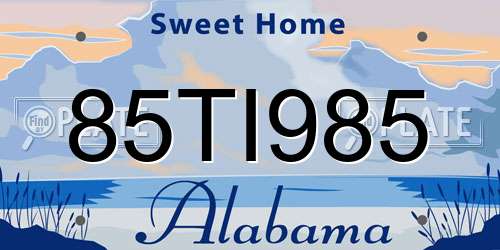 85TI985 Alabama License Plate