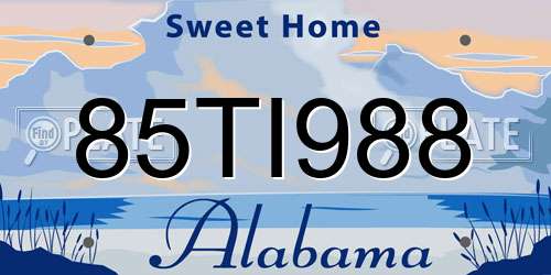 85TI988 Alabama License Plate