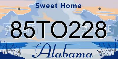 85TO228 Alabama License Plate