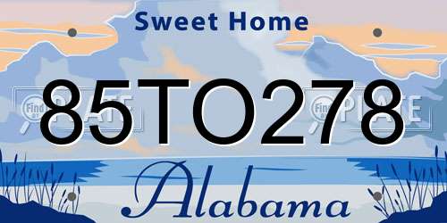 85TO278 Alabama License Plate