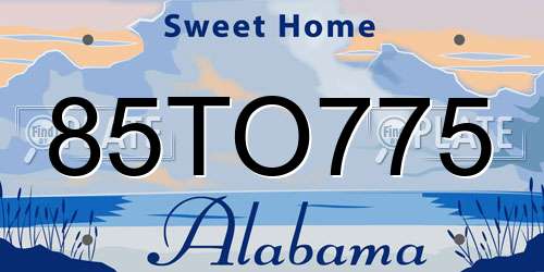 85TO775 Alabama License Plate