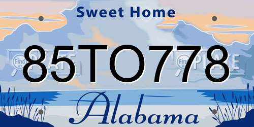85TO778 Alabama License Plate