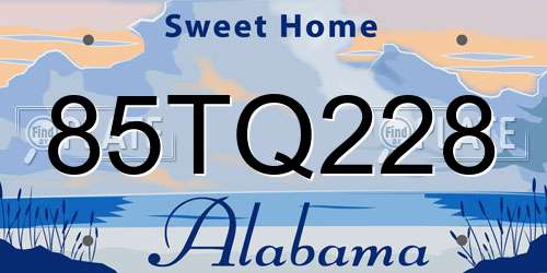 85TQ228 Alabama License Plate