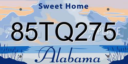 85TQ275 Alabama License Plate