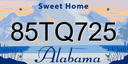 85TQ725 Alabama License Plate