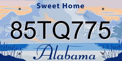 85TQ775 Alabama License Plate
