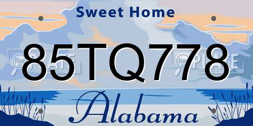85TQ778 Alabama License Plate