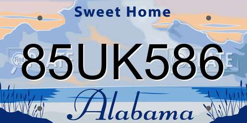 85UK586 Alabama License Plate