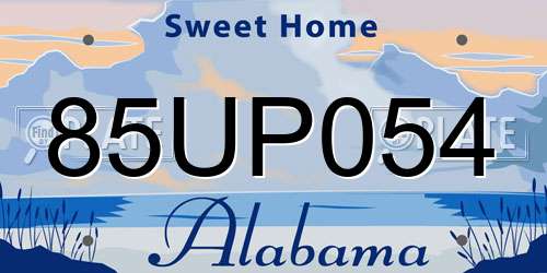 85UP054 Alabama License Plate