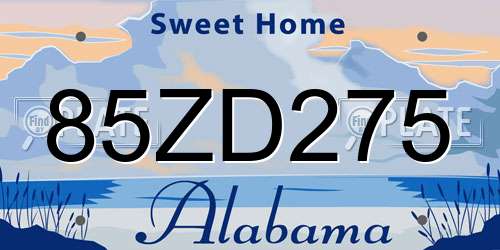85ZD275 Alabama License Plate