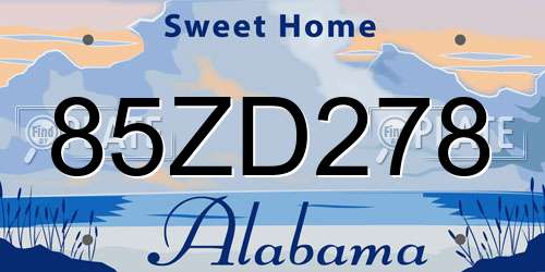85ZD278 Alabama License Plate