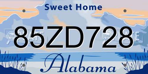 85ZD728 Alabama License Plate