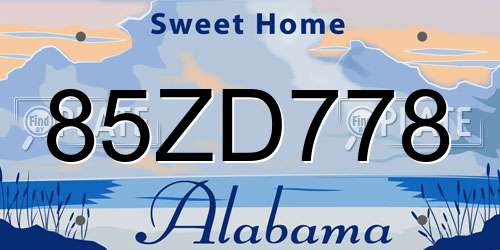 85ZD778 Alabama License Plate