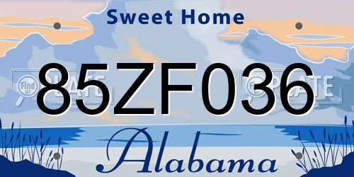 85ZF036 Alabama License Plate