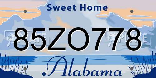 85ZO778 Alabama License Plate