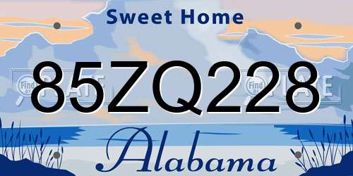 85ZQ228 Alabama License Plate