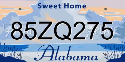 85ZQ275 Alabama License Plate