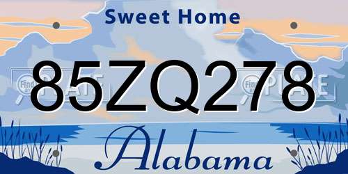85ZQ278 Alabama License Plate