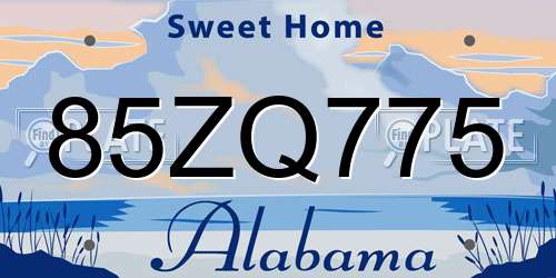 85ZQ775 Alabama License Plate