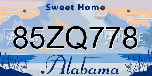 85ZQ778 Alabama License Plate