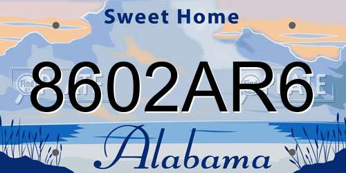 8602AR6 Alabama License Plate
