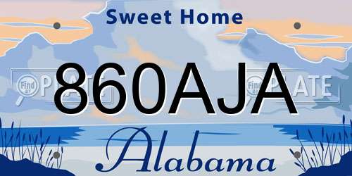 860AJA Alabama License Plate