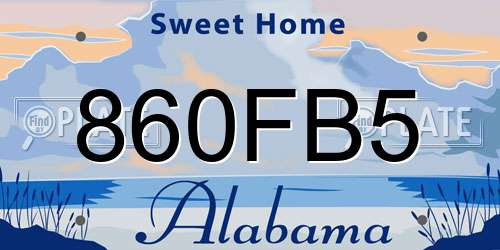 860FB5 Alabama License Plate
