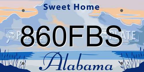 860FBS Alabama License Plate