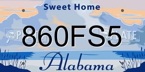 860FS5 Alabama License Plate