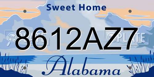 8612AZ7 Alabama License Plate