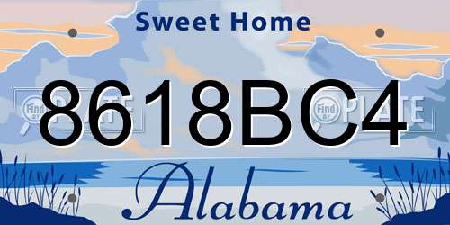 8618BC4 Alabama License Plate
