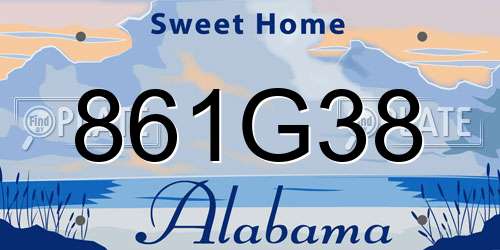861G38 Alabama License Plate