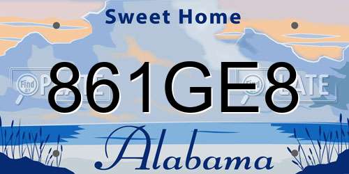 861GE8 Alabama License Plate