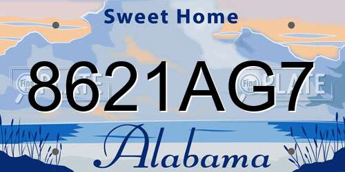 8621AG7 Alabama License Plate
