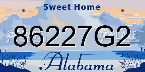 86227G2 Alabama License Plate