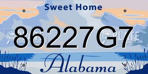 86227G7 Alabama License Plate