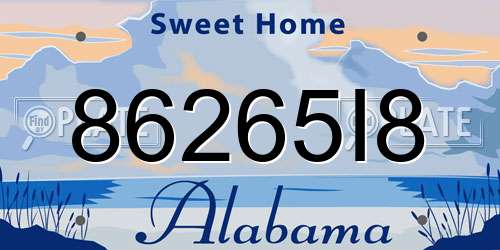 86265I8 Alabama License Plate