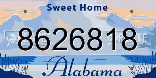 8626818 Alabama License Plate